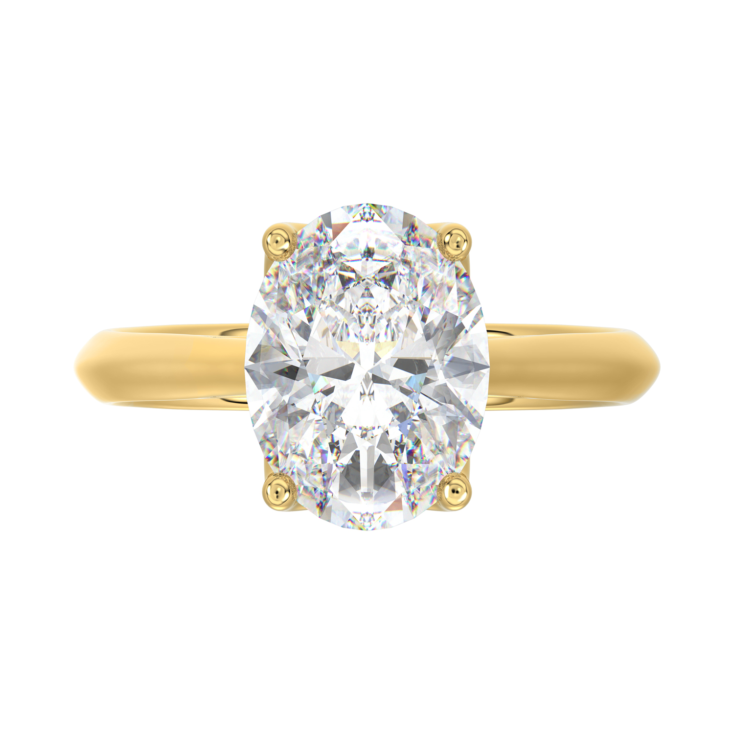 Oval Solitaire Diamond Ring in Yellow Gold, alternate view 5