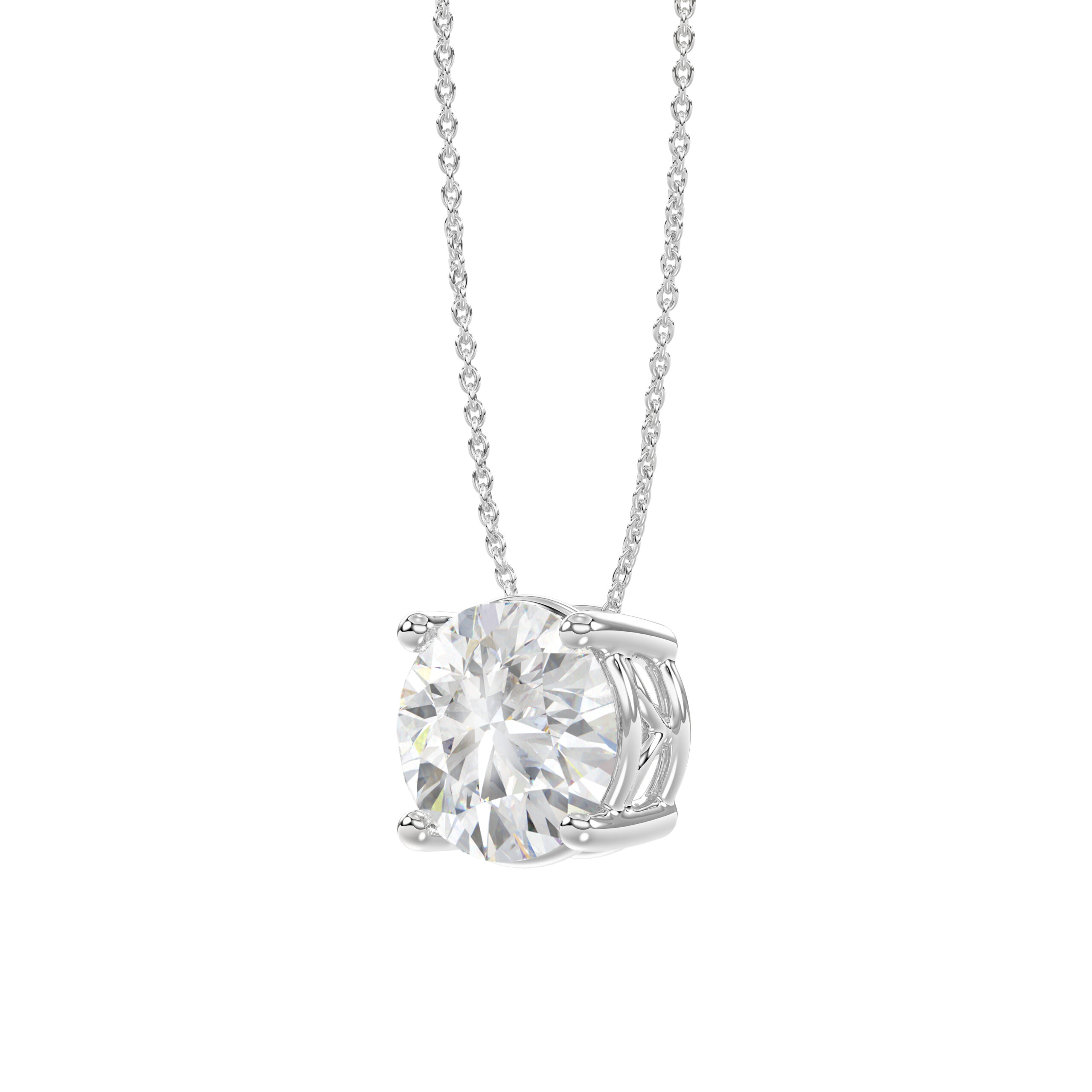 4.00 CT Round Diamond Solitaire Necklace in White Gold