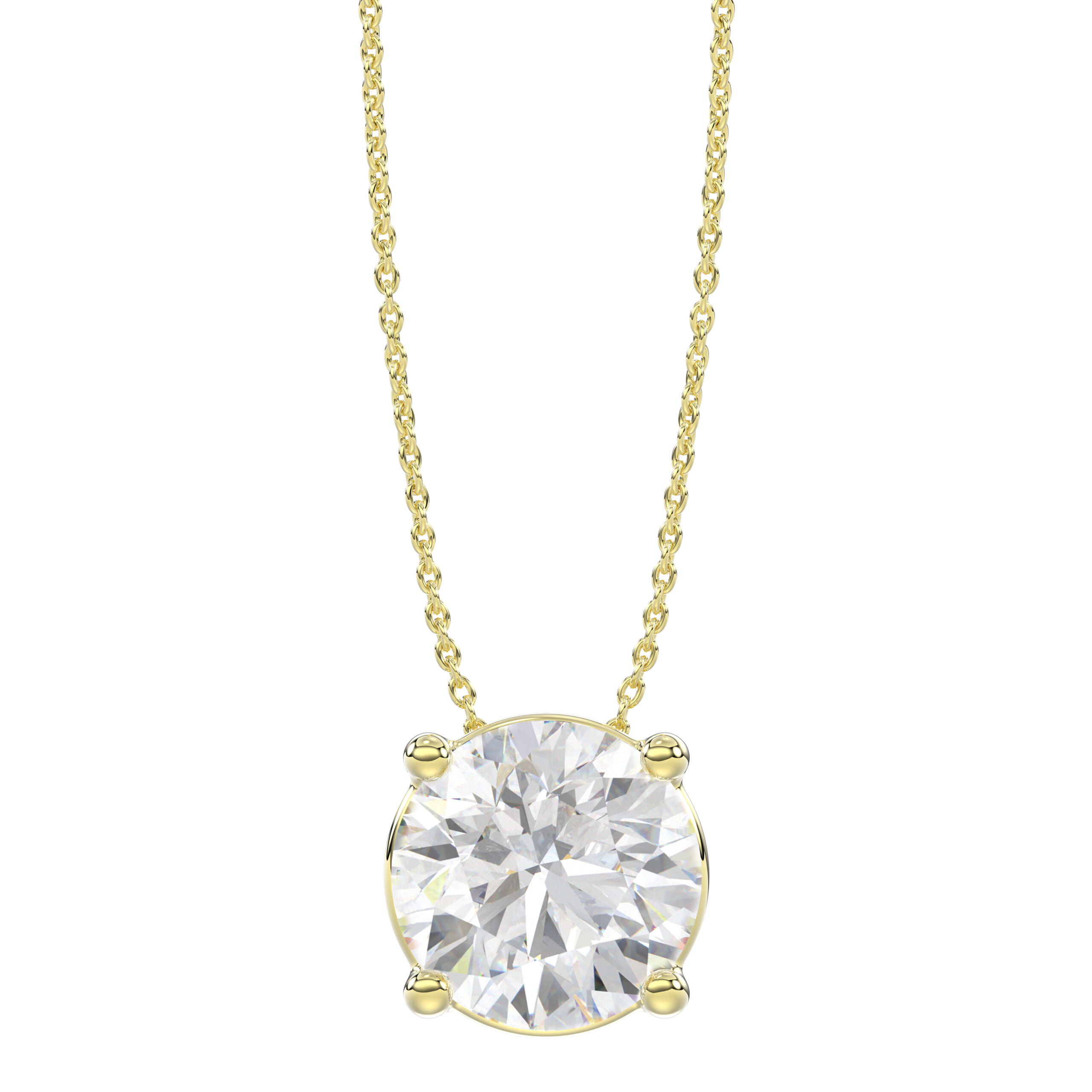 1.50 CT Round Diamond Solitaire Necklace in Yellow Gold, alternate view 2
