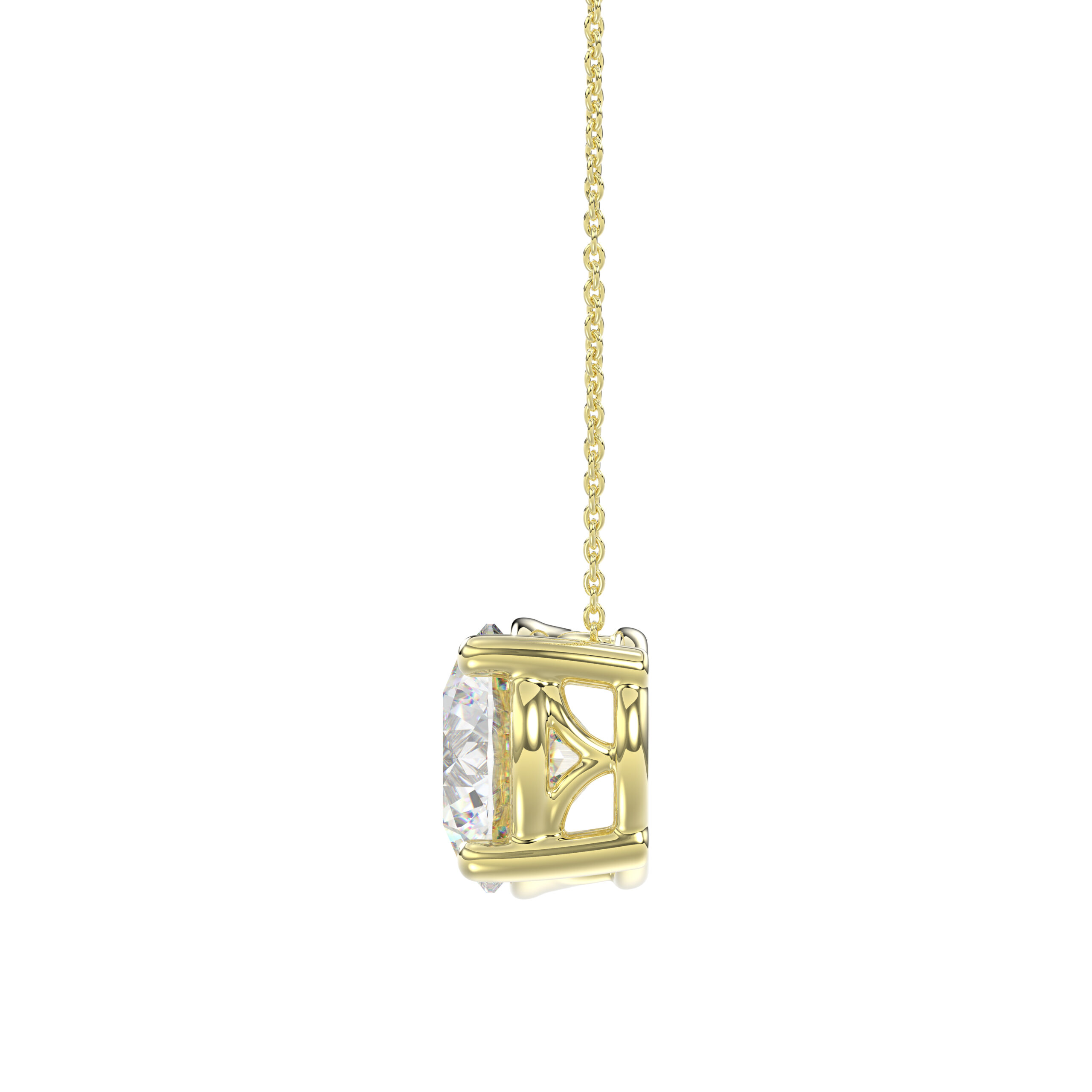 1.50 CT Round Diamond Solitaire Necklace in Yellow Gold, alternate view 3