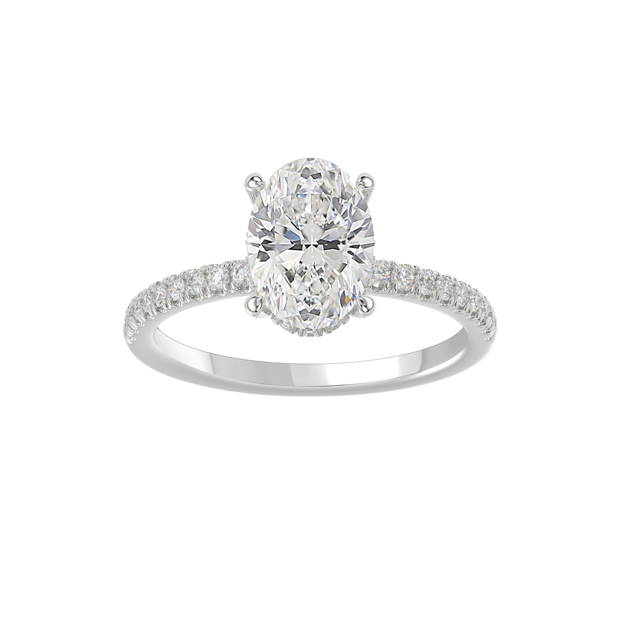3.50 CTW Oval Lab Diamond Ring in White Gold