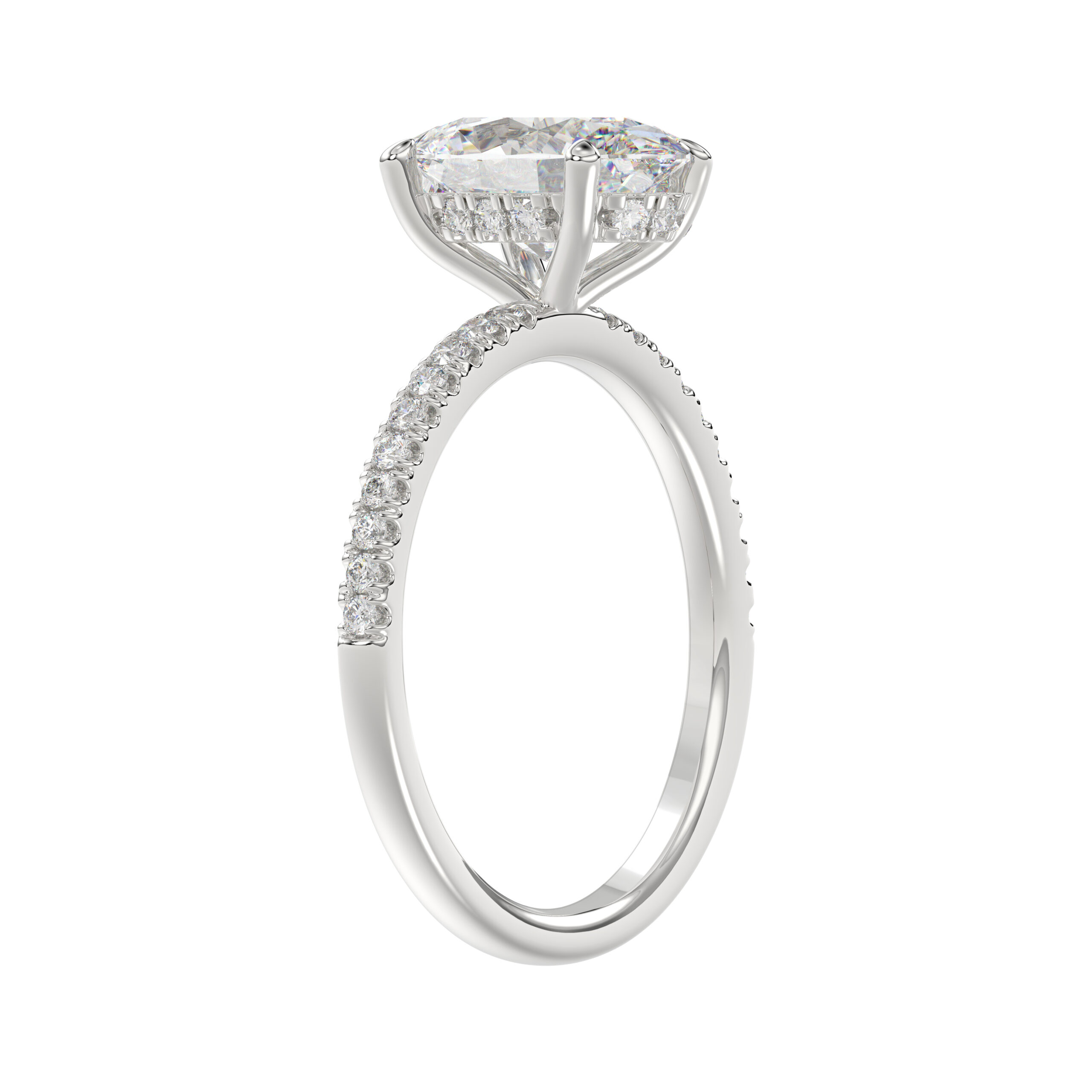 3.50 CTW Oval Lab Diamond Ring in White Gold, alternate view 2