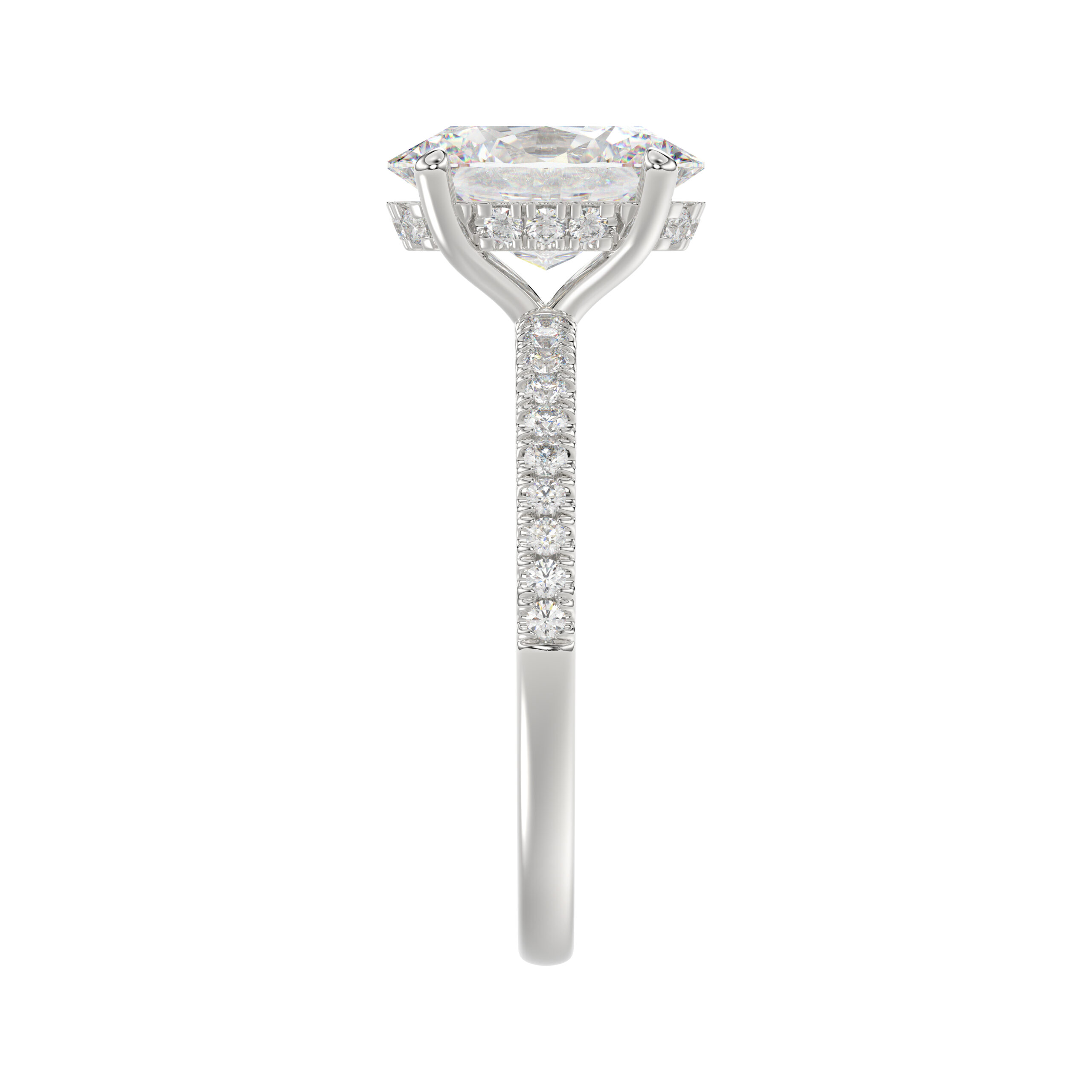3.50 CTW Oval Lab Diamond Ring in White Gold, alternate view 4