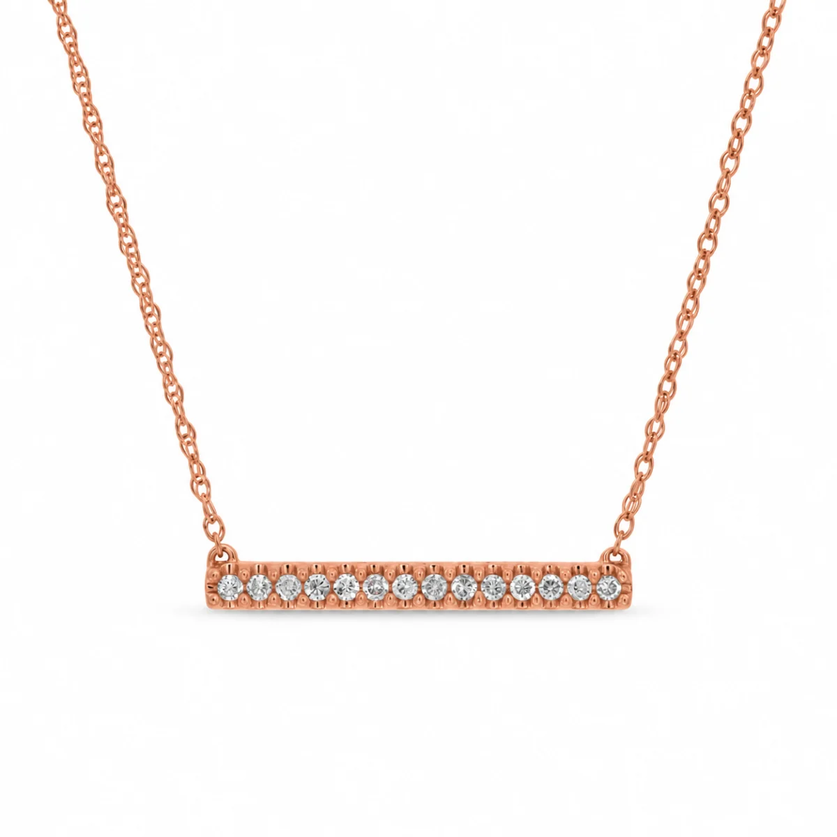 Diamond bar necklace in rose gold