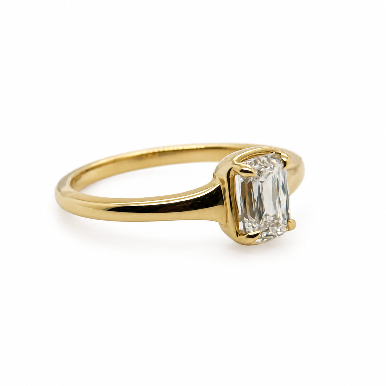 1.00 CT Radiant-Cut Lab Diamond Ring in 14K Yellow Gold