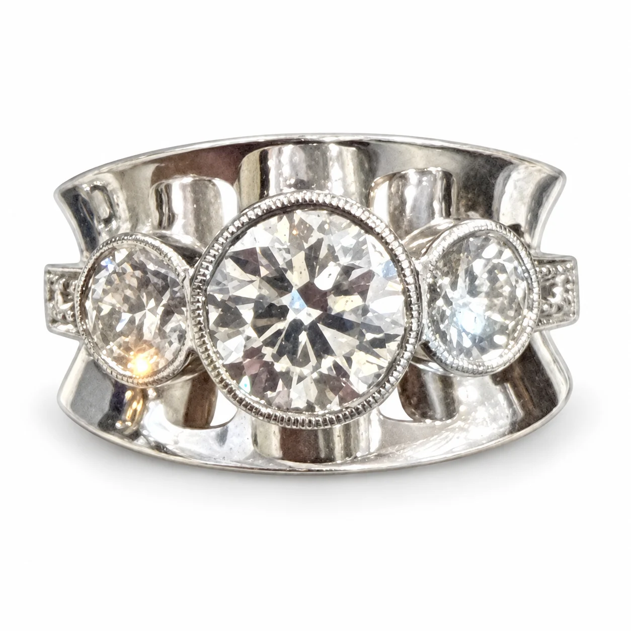 3 Bezel Lab Diamonds in Whit Gold
