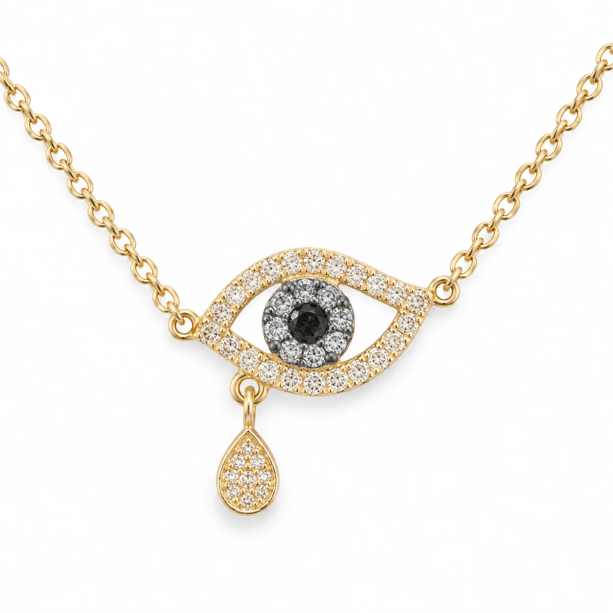 Blue Diamond Eye Shape With Tear Drop Diamond in White Gold