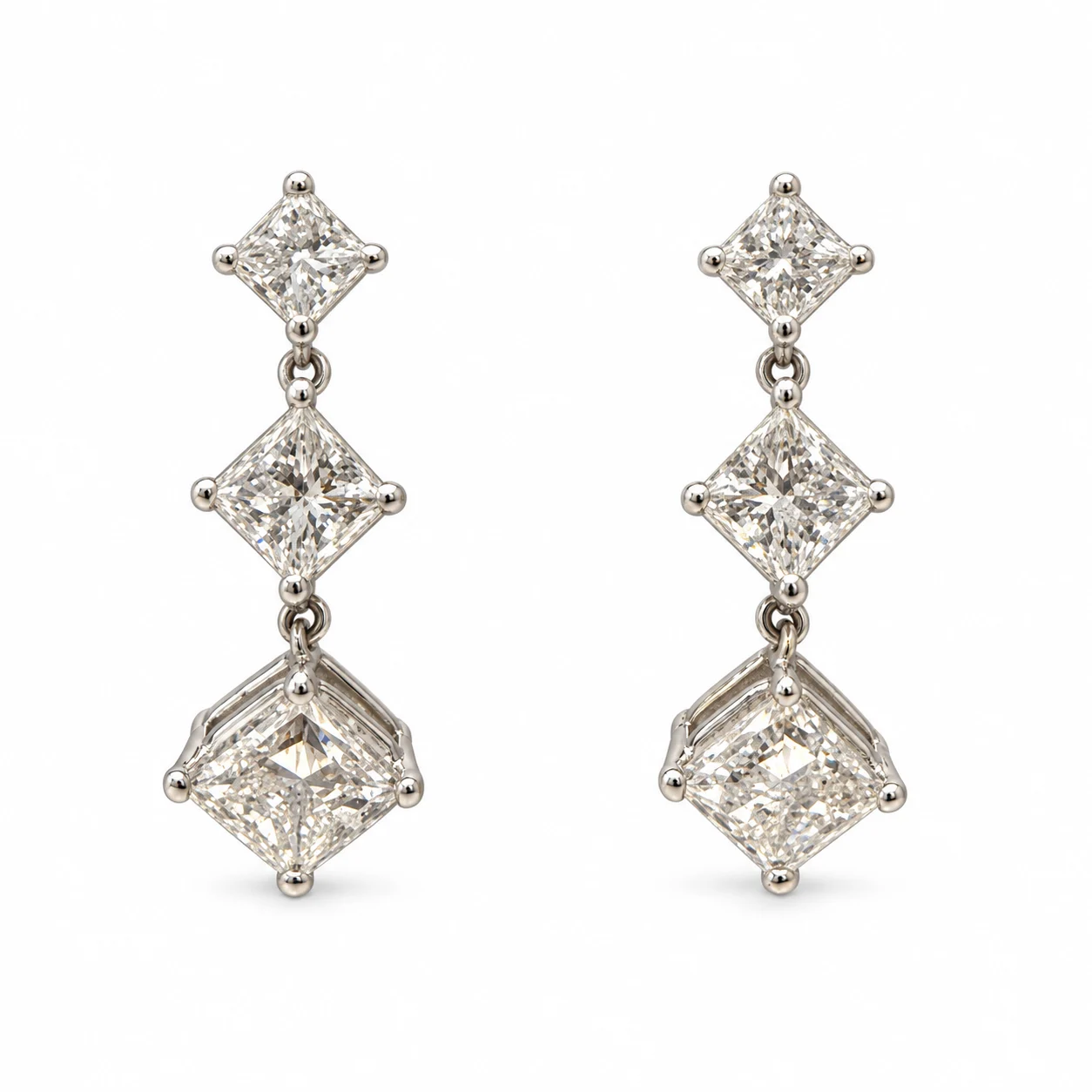 3 Tier Princes Cut Lab Diamond In White Gold