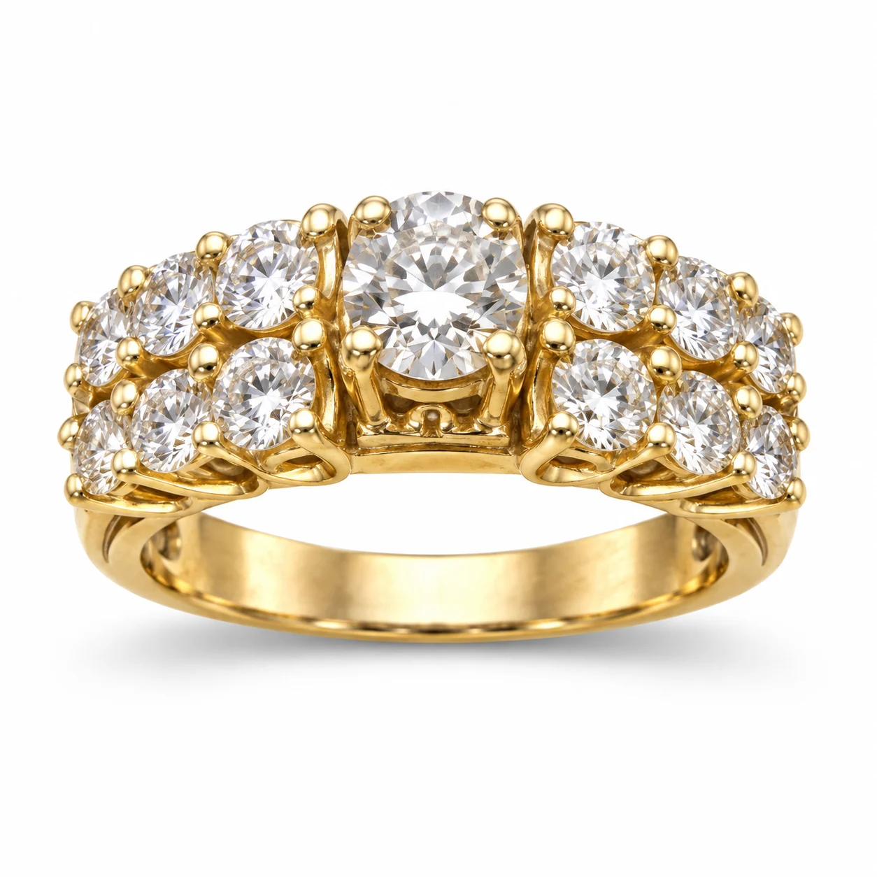 Vtg Eng Ring 14k YG - TW 1.85 Center F/SI - F/VS - Size 7 - Sm027