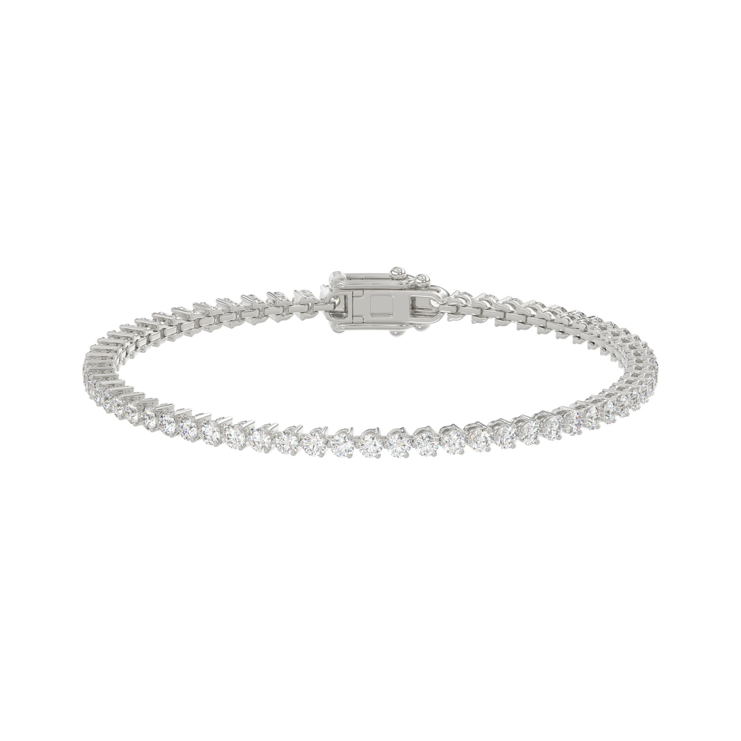 14K White Gold Round Diamond Tennis Bracelet