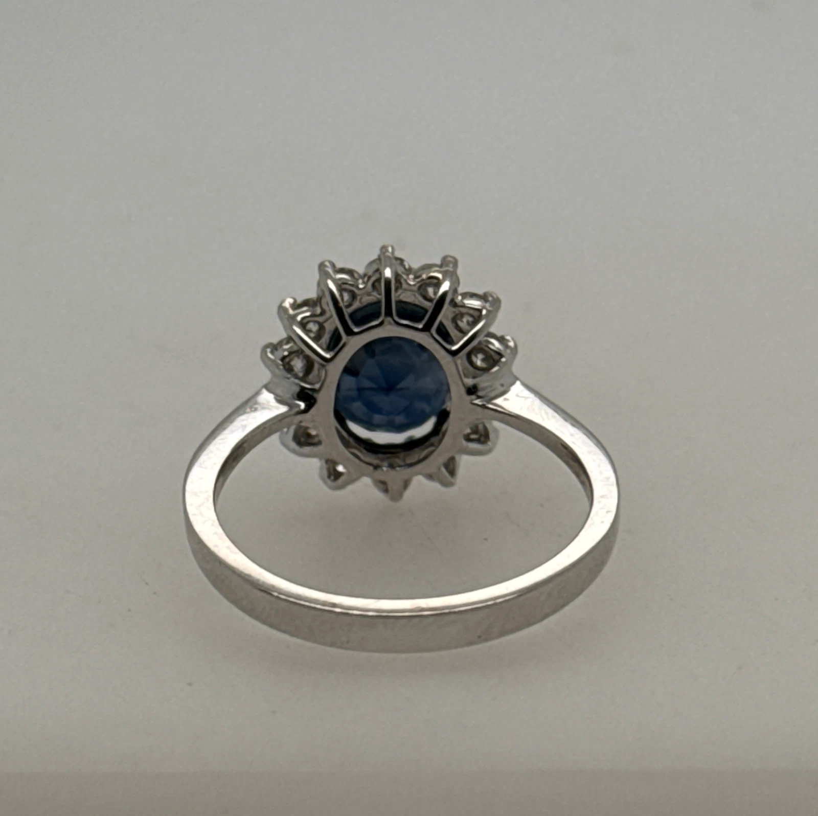 Blue Sapphire and Diamond Ring in White Gold