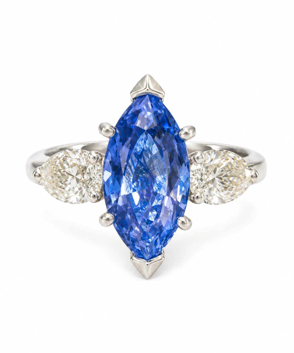 Marquise Sapphire and Diamond Ring in Platinum