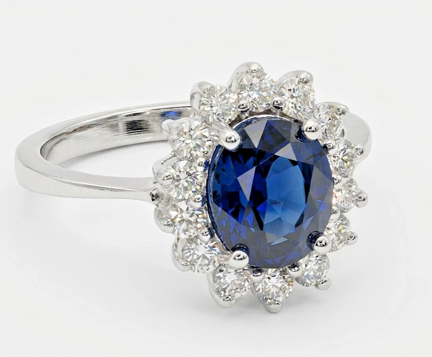 Sapphire and Diamond Ring in White Gold