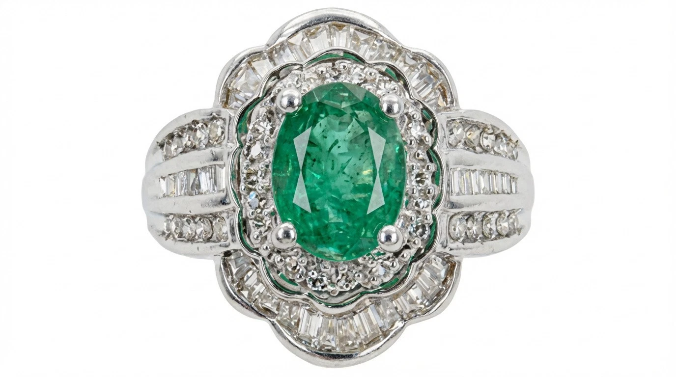 Emerald and Diamond Ring in Yellow Gold