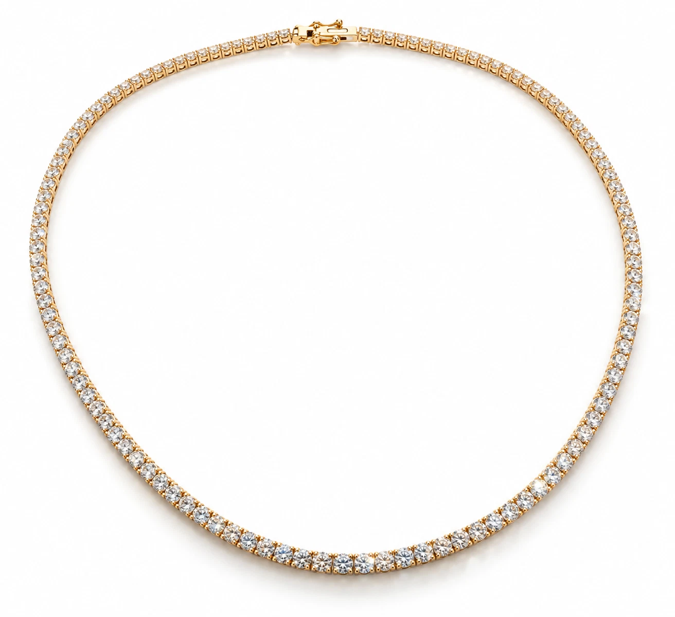 Lab Diamond Tennis Necklace in Yellow Gold