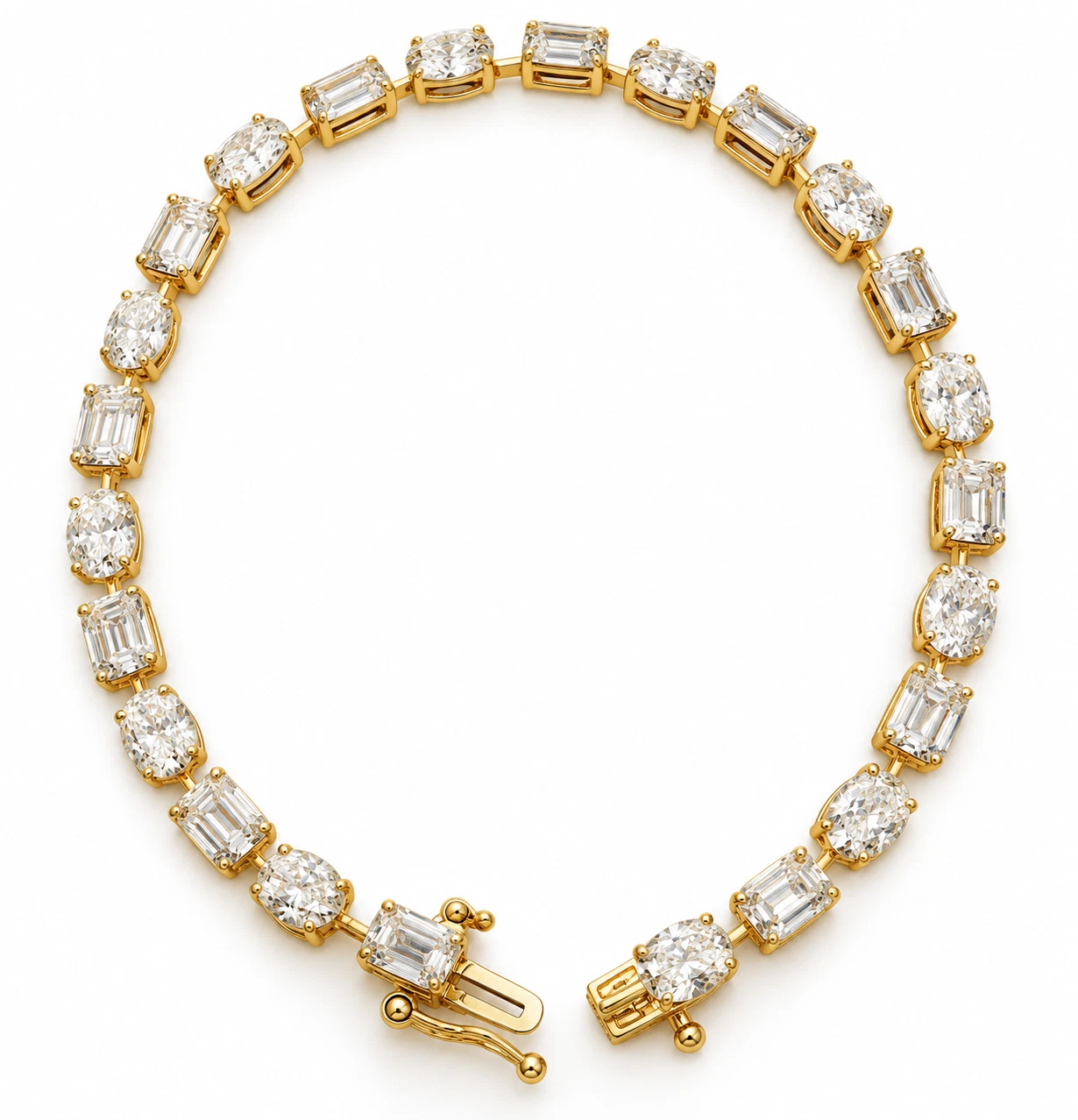 Multi-Shape Lab Diamond Bracelet in Yellow Gold