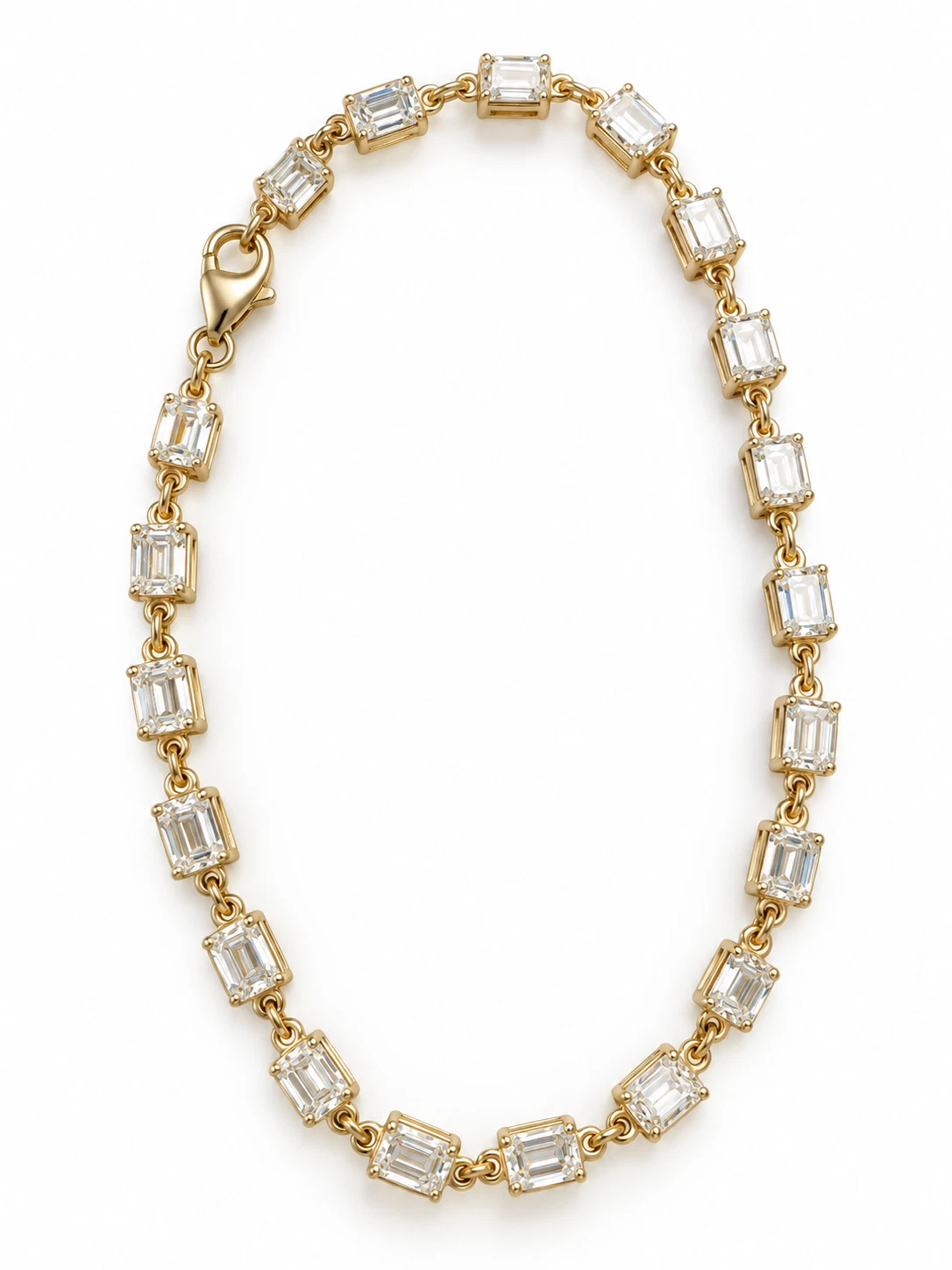 Emerald Cut Lab Diamond Tennis Bracelet in Yellow Gold