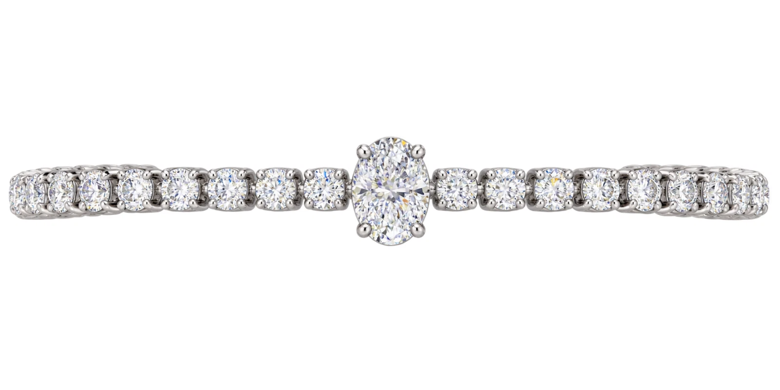 Oval and Round Lab Diamond Tennis Bracelet in White Gold