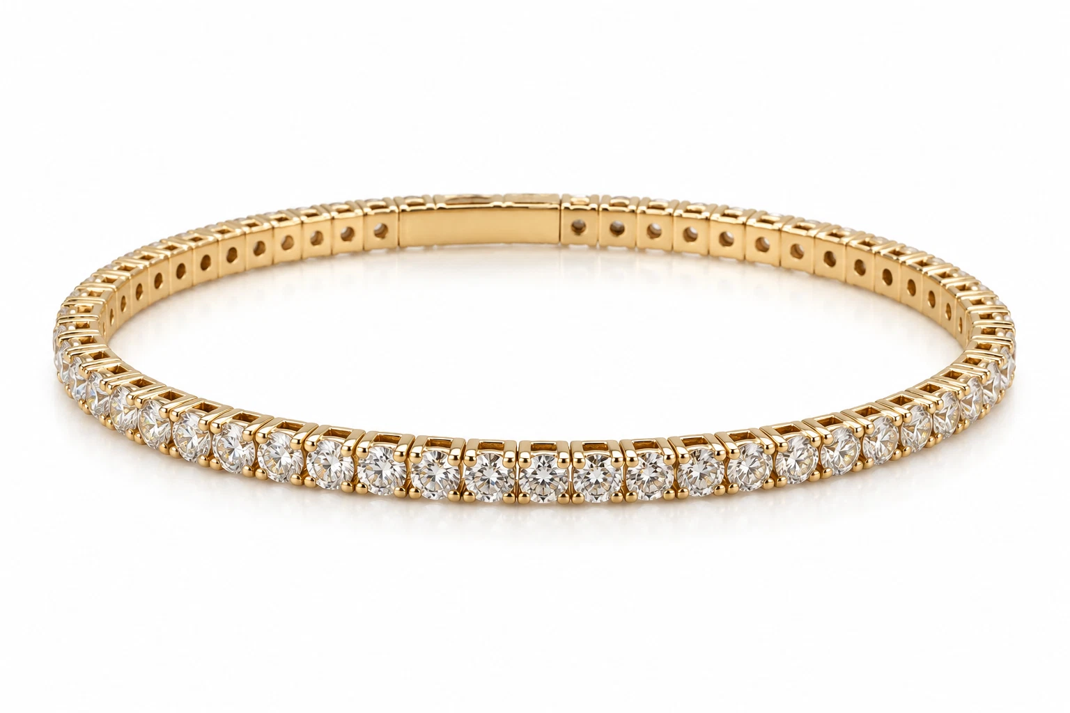 Lab Diamond Flex Bangle Bracelet in Yellow Gold
