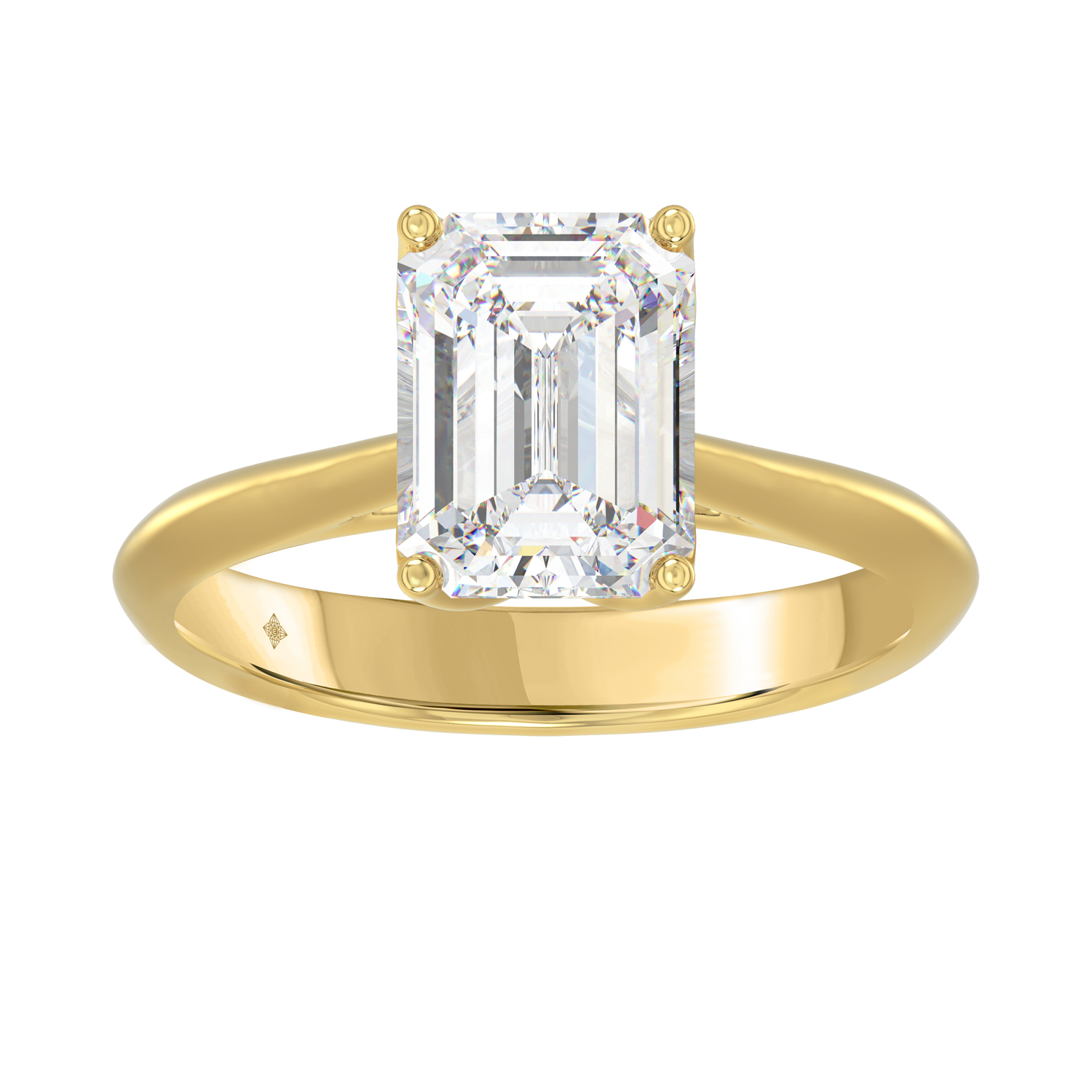 3.00 CT Emerald Lab Diamond Solitaire Ring in Yellow Gold, main view