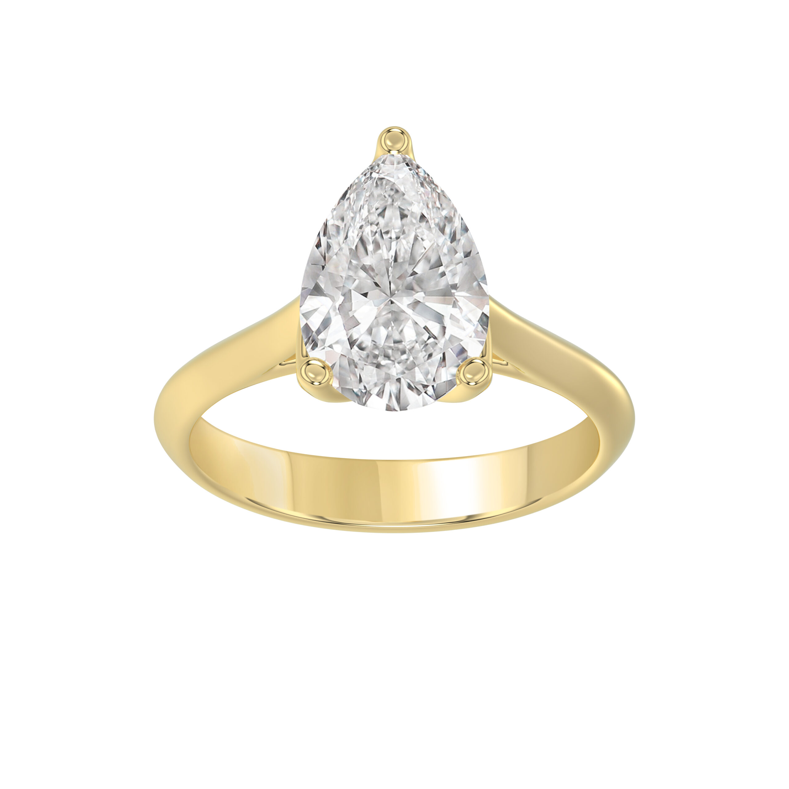 Pear Lab Diamond Solitaire Ring in Yellow Gold, main view
