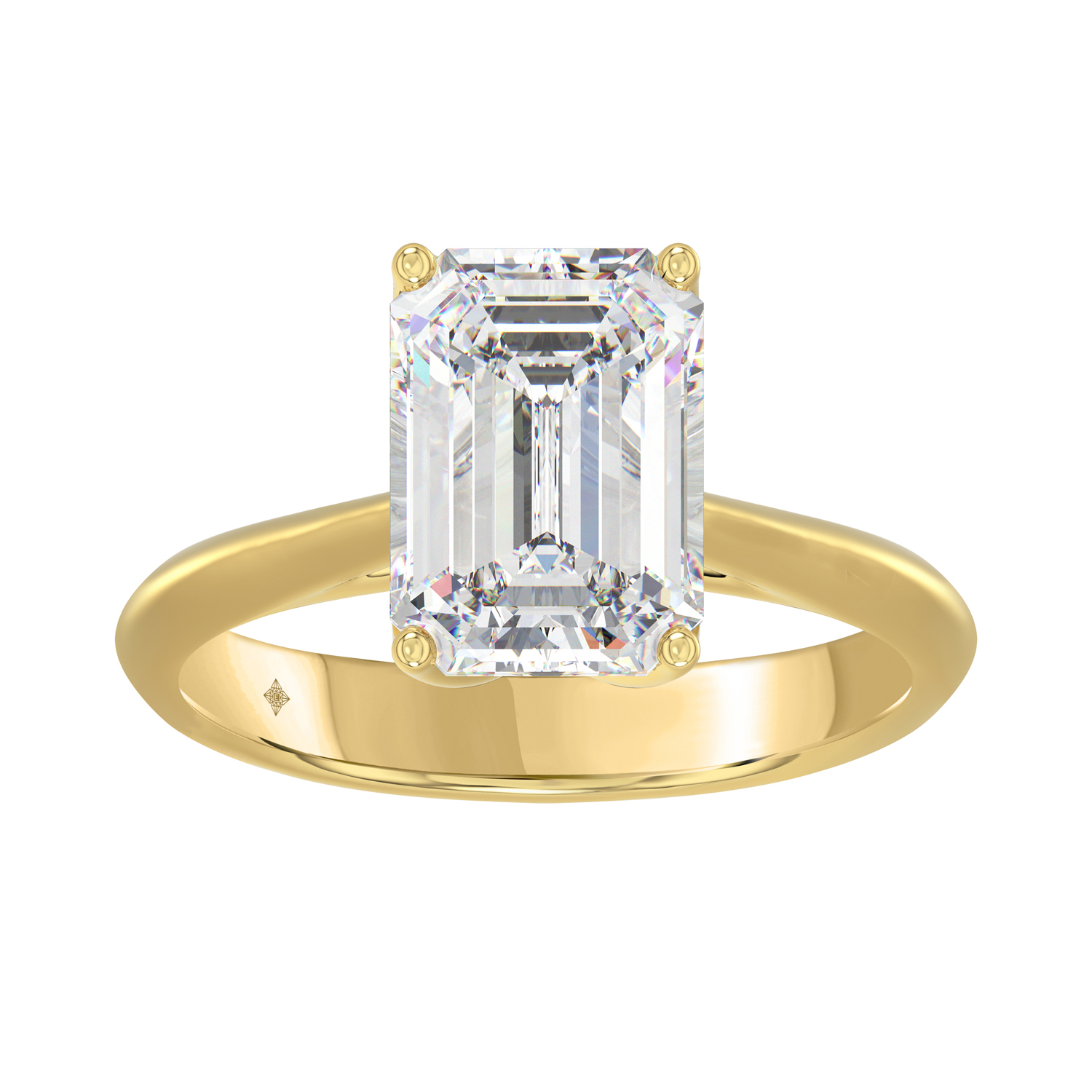 4.00 CT Emerald Lab Diamond Ring in Yellow Gold, main view