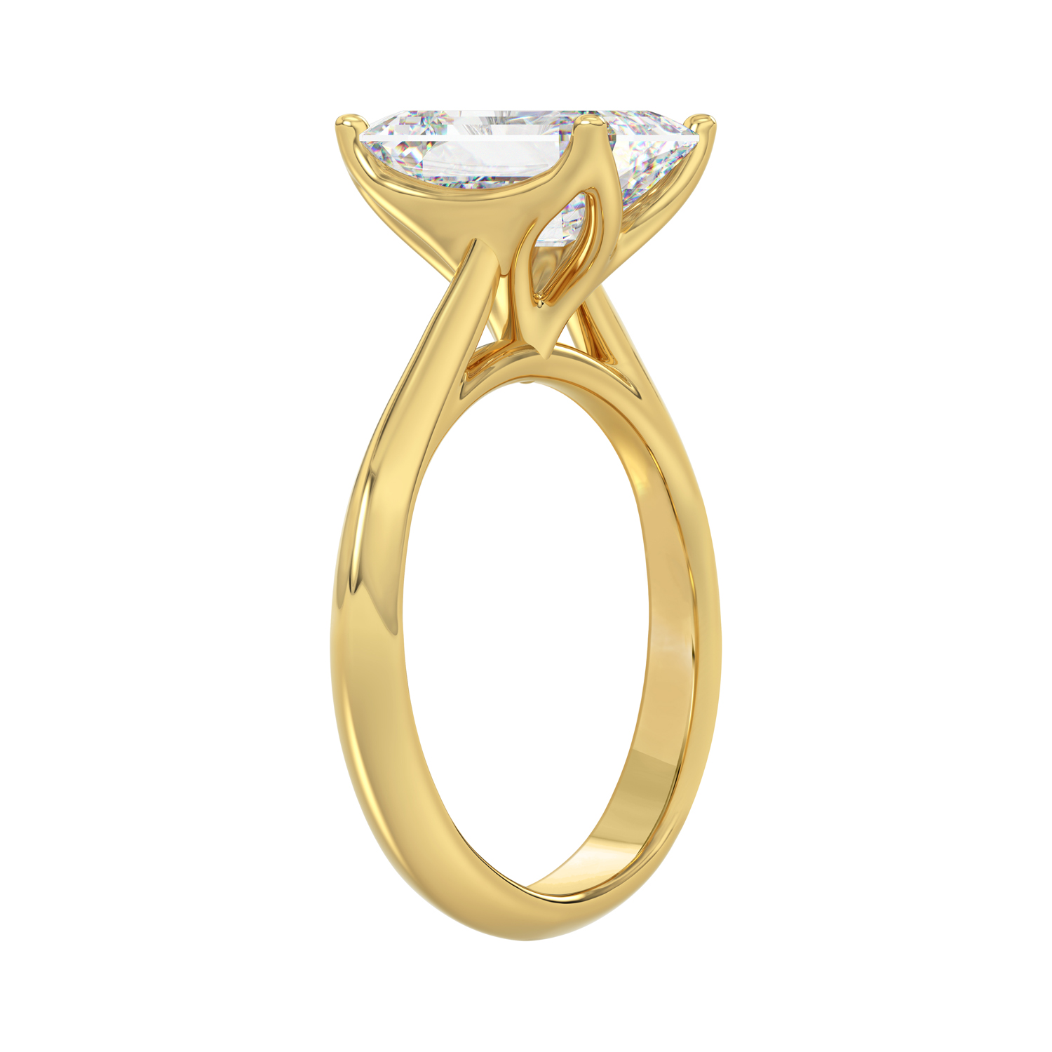 4.00 CT Emerald Lab Diamond Ring in Yellow Gold, alternate view 3