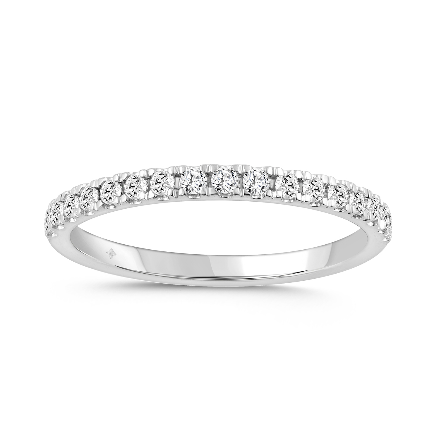 Round Lab Diamond Semi Eternity Band in White Gold
