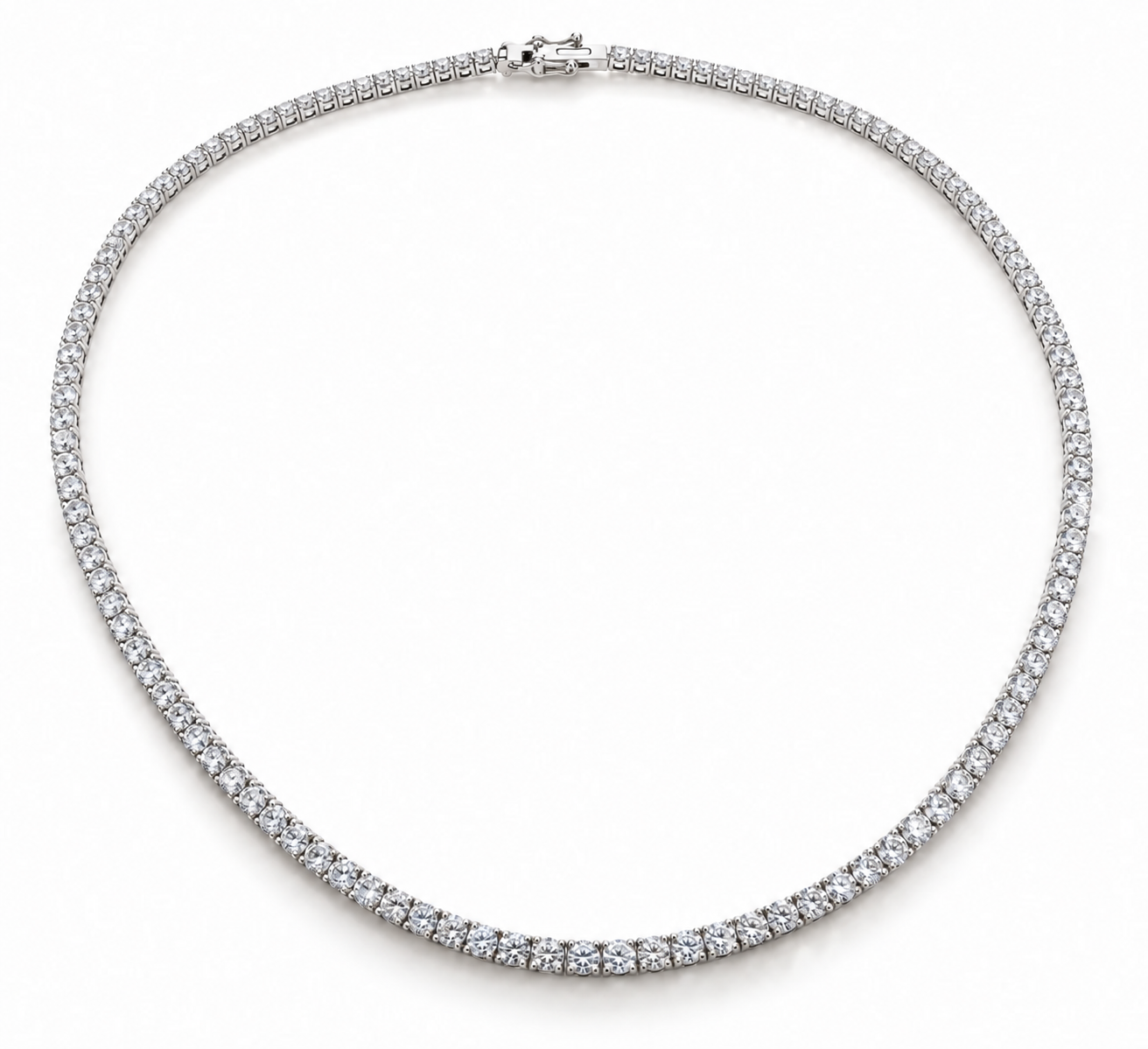 14K White Gold Diamond Tennis Necklace - Color Preview