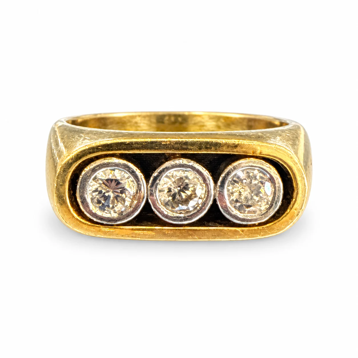 Vintage Triple Bezel Diamond in Yellow Gold