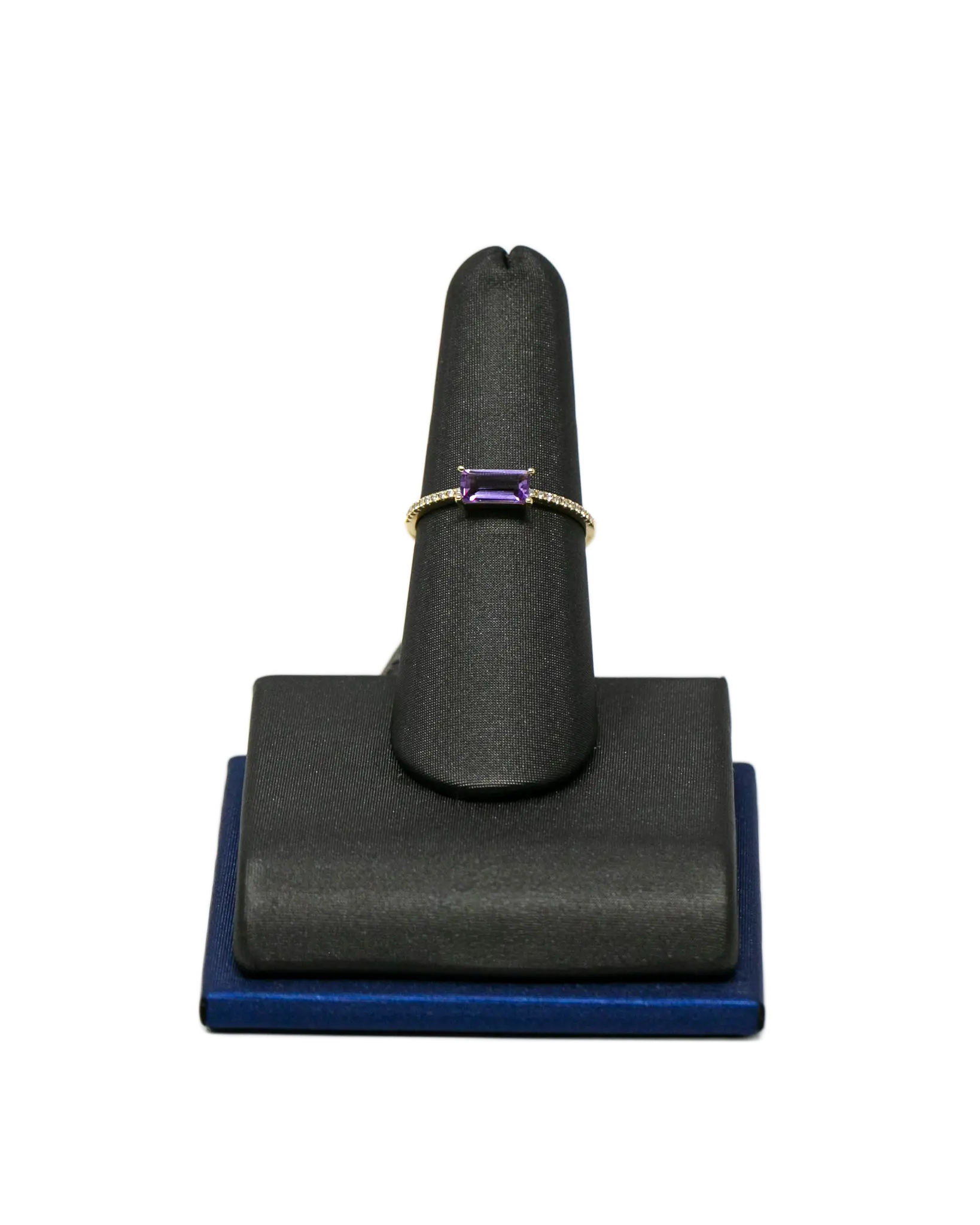 East-West Amethyst & Diamond Ring in Yellow Gold