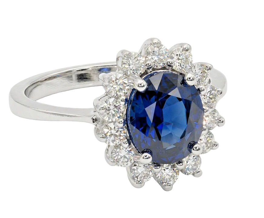 Sapphire and Diamond Ring in White Gold