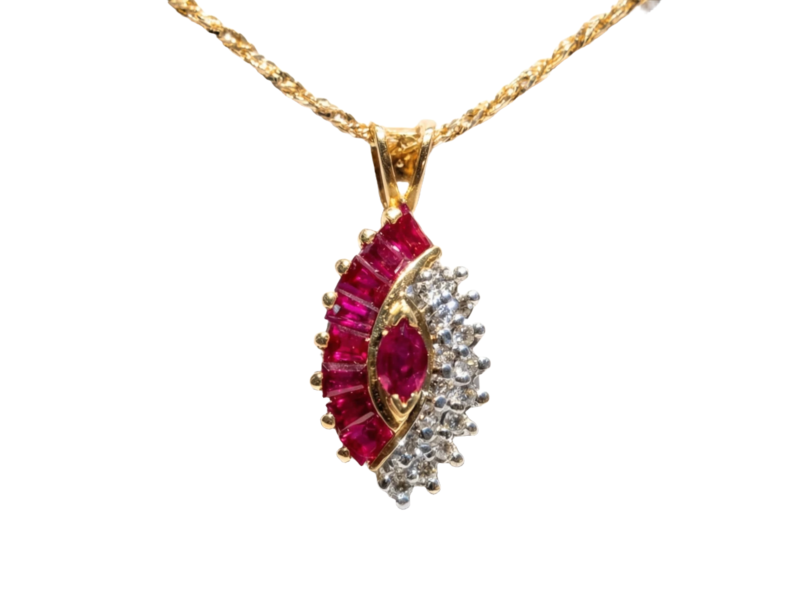 Ruby and Diamond Necklace in Yellow Gold