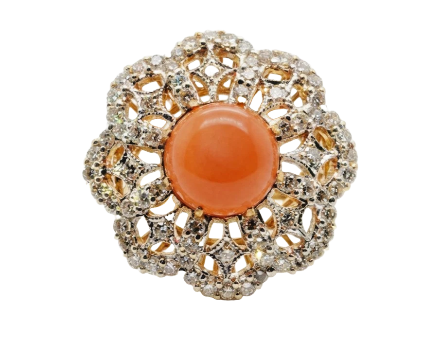 Cat Eye and Diamond Ring in Yellow Gold
