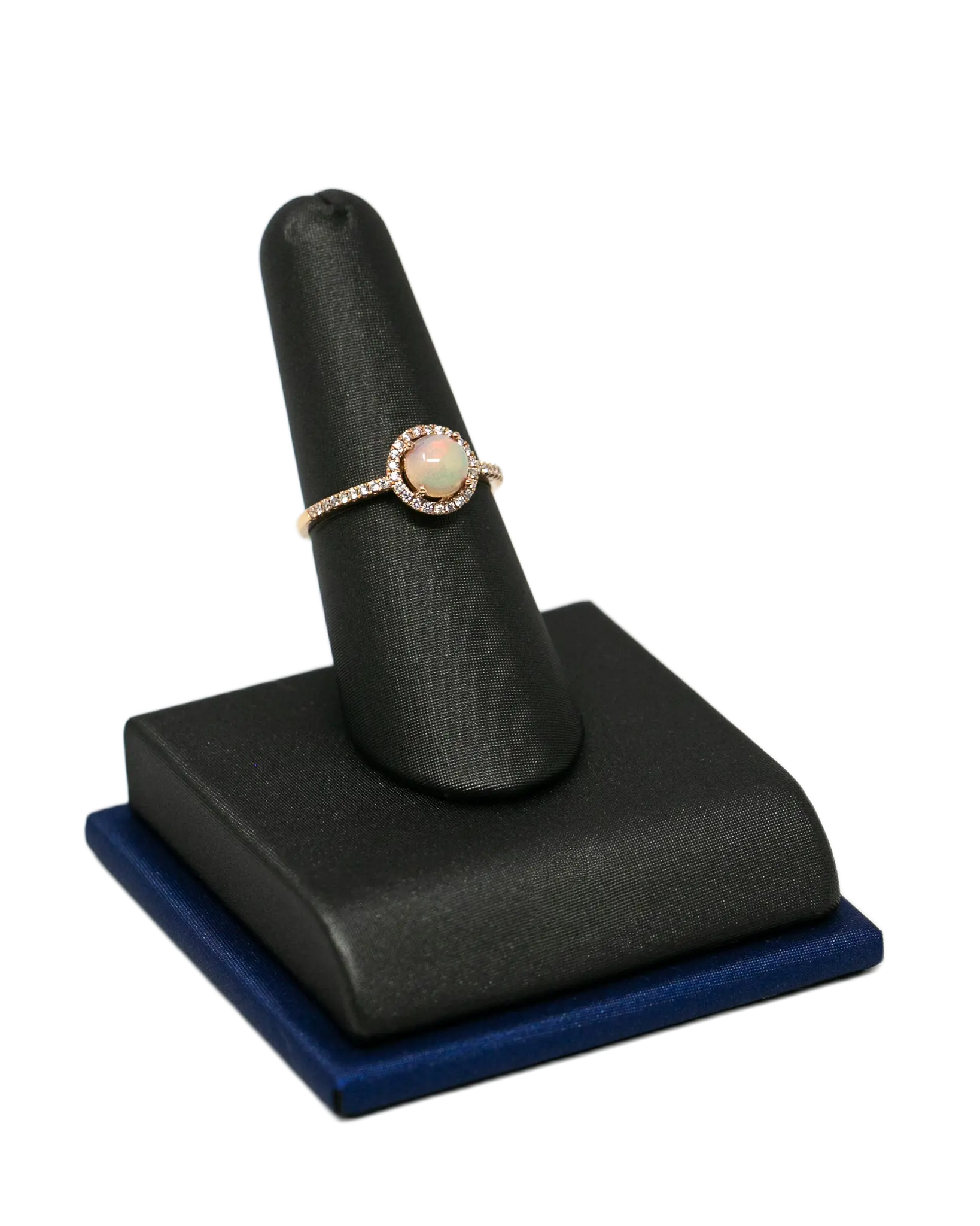 Cabochon Opal With Diamond Halo in Rose Gold