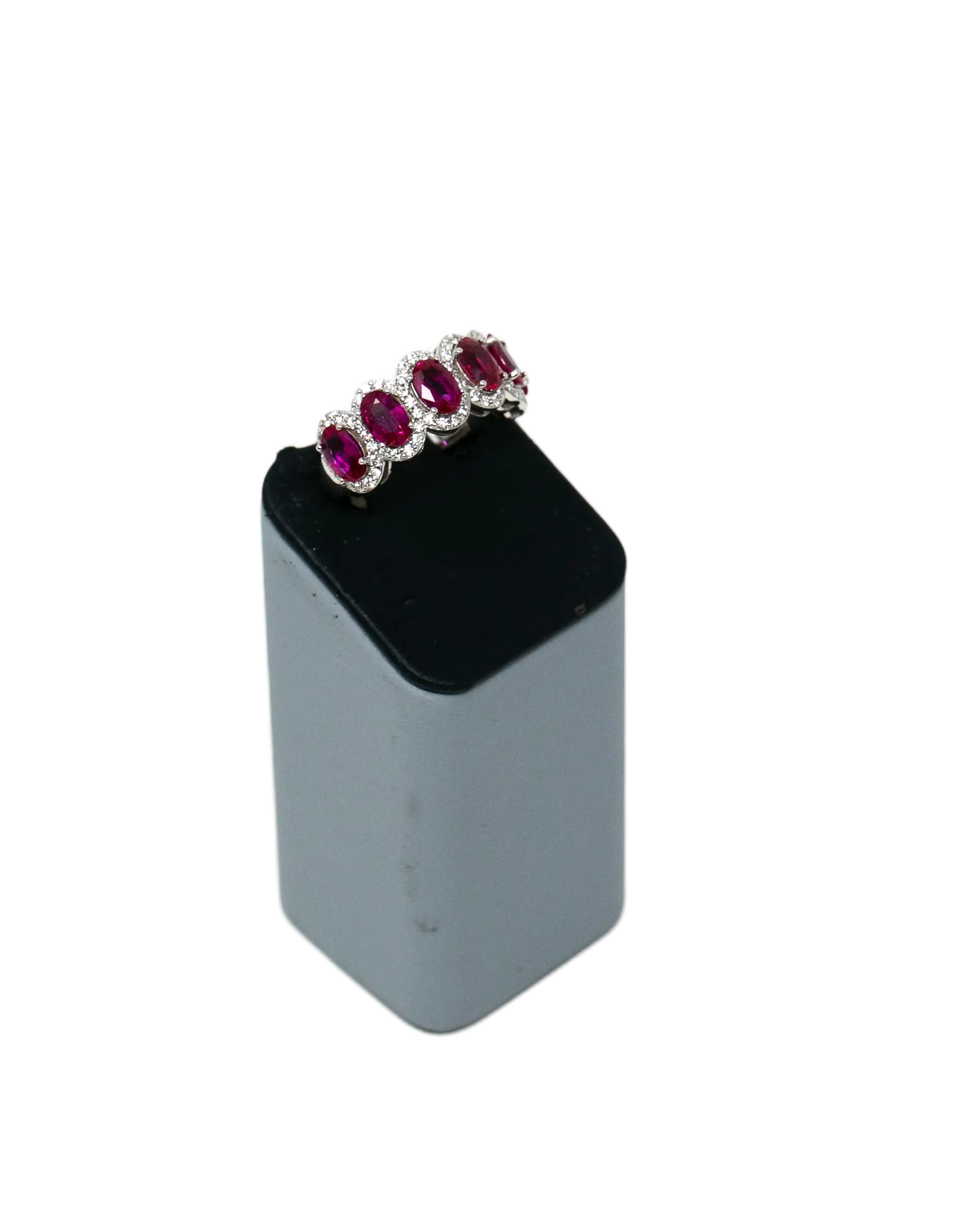 Oval Ruby With Diamond Halo in White Gold