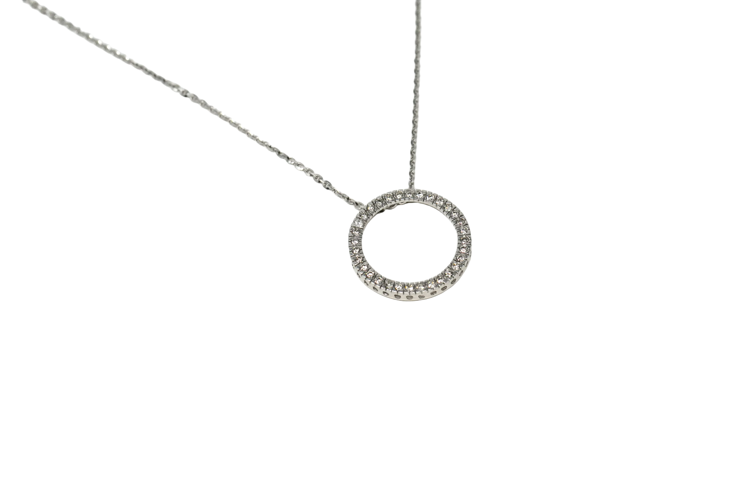 Diamond Circle Necklace in White Gold