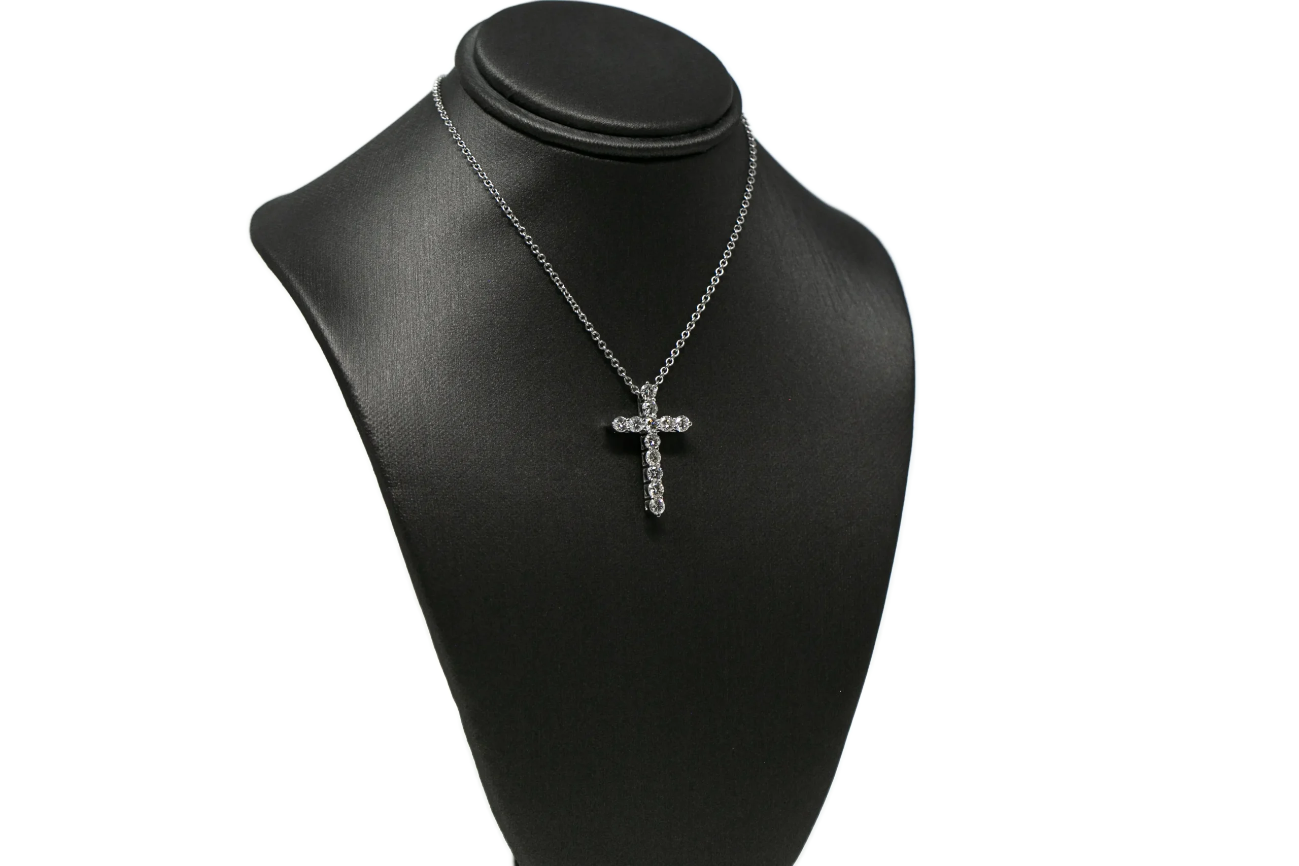 Diamond Cross Necklace in White Gold
